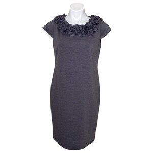 Taylor Gray Cap Sleeve Dress With Floral Ruffle Neckline Women's Size 10